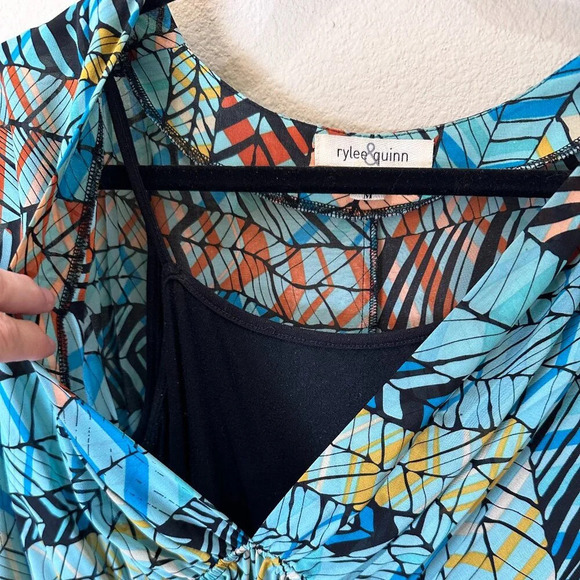 NORDSTROM Rylee & Quinn Lined Tunic Mini Dress Batik Print Size Medium - Picture 5 of 8